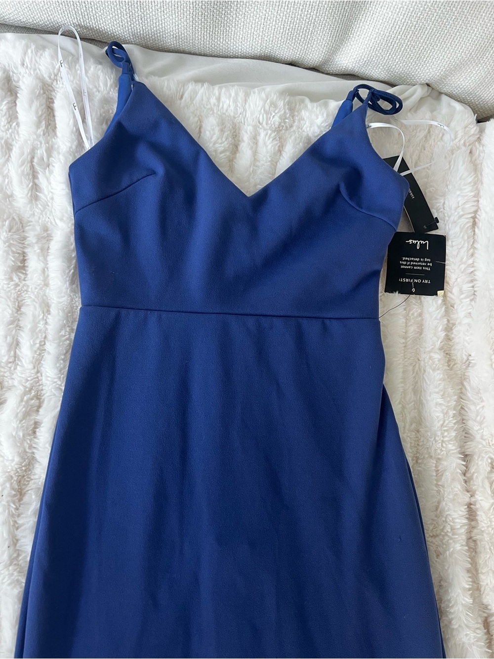 Lulu's Cobalt V-Neck Spaghetti Strap Midi Dress